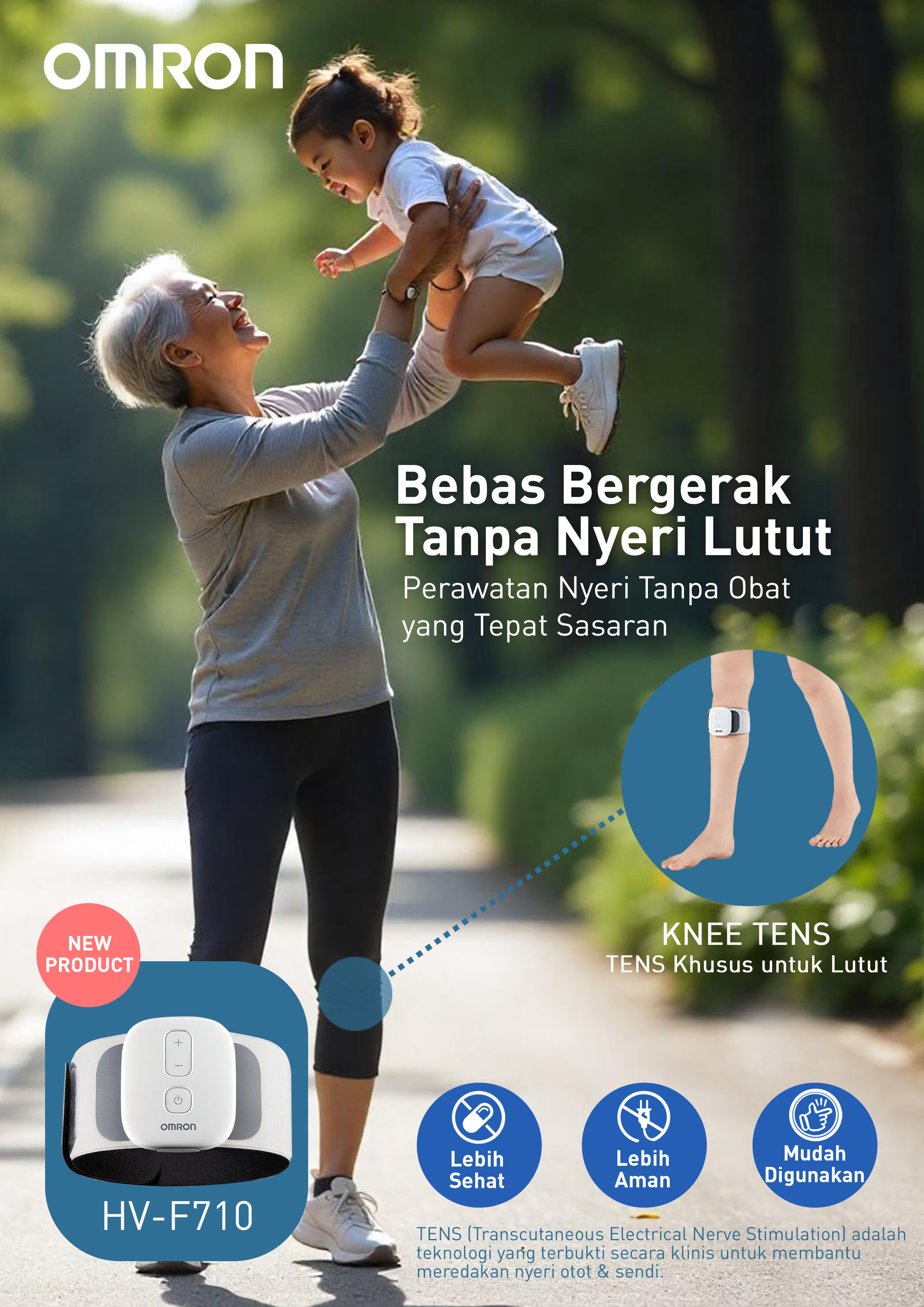 Omron HV-F710-M Knee TENS Massager Alat Terapi Lutut Wireless Rechargeable Foto 6