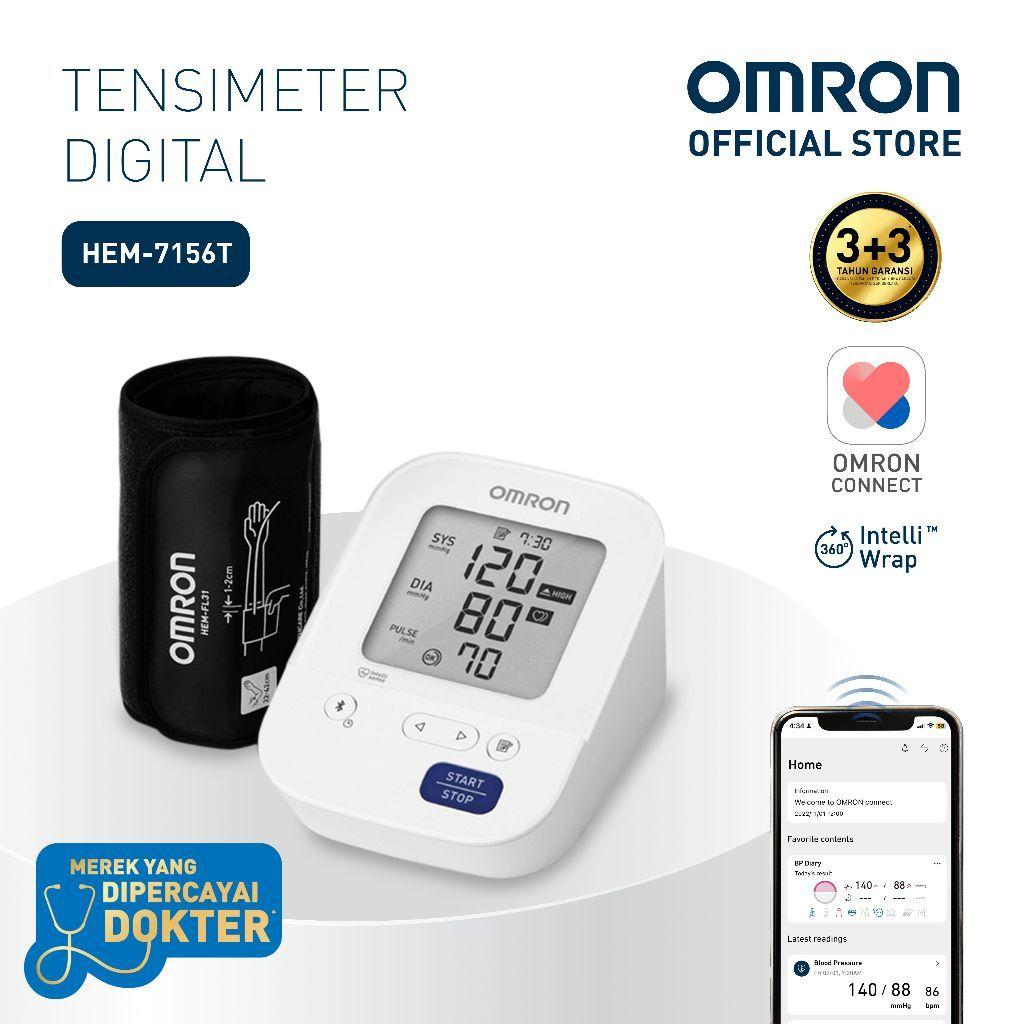 Omron Tensimeter Digital HEM-7156T-AP Monitor Tekanan Darah dan Detak Jantung Foto 4