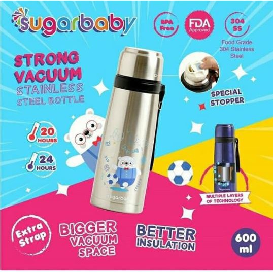 Sugar Baby STRONG Vacuum Bottle Stainless Steel 304 600 ml Insulasi 24 Jam Foto 3