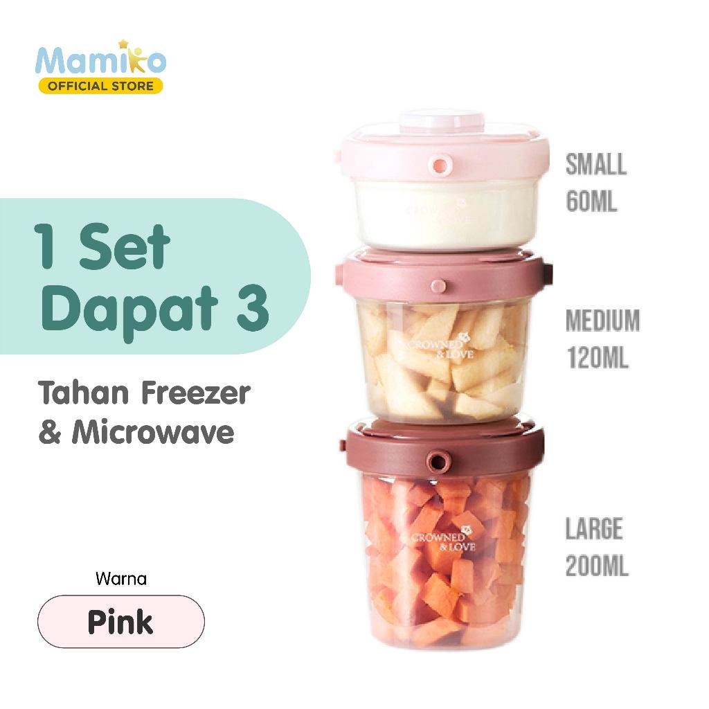 KUB Mamiko Food Container Set 3 Pcs 60ml 120ml 200ml BPA Free Kedap Udara Foto 6