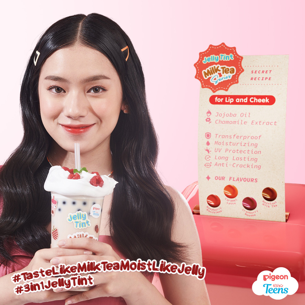 PIGEON TEENS Jelly Tint Milk Tea Series Lip Tint Transferproof Longlasting dengan UV Protection Foto 5