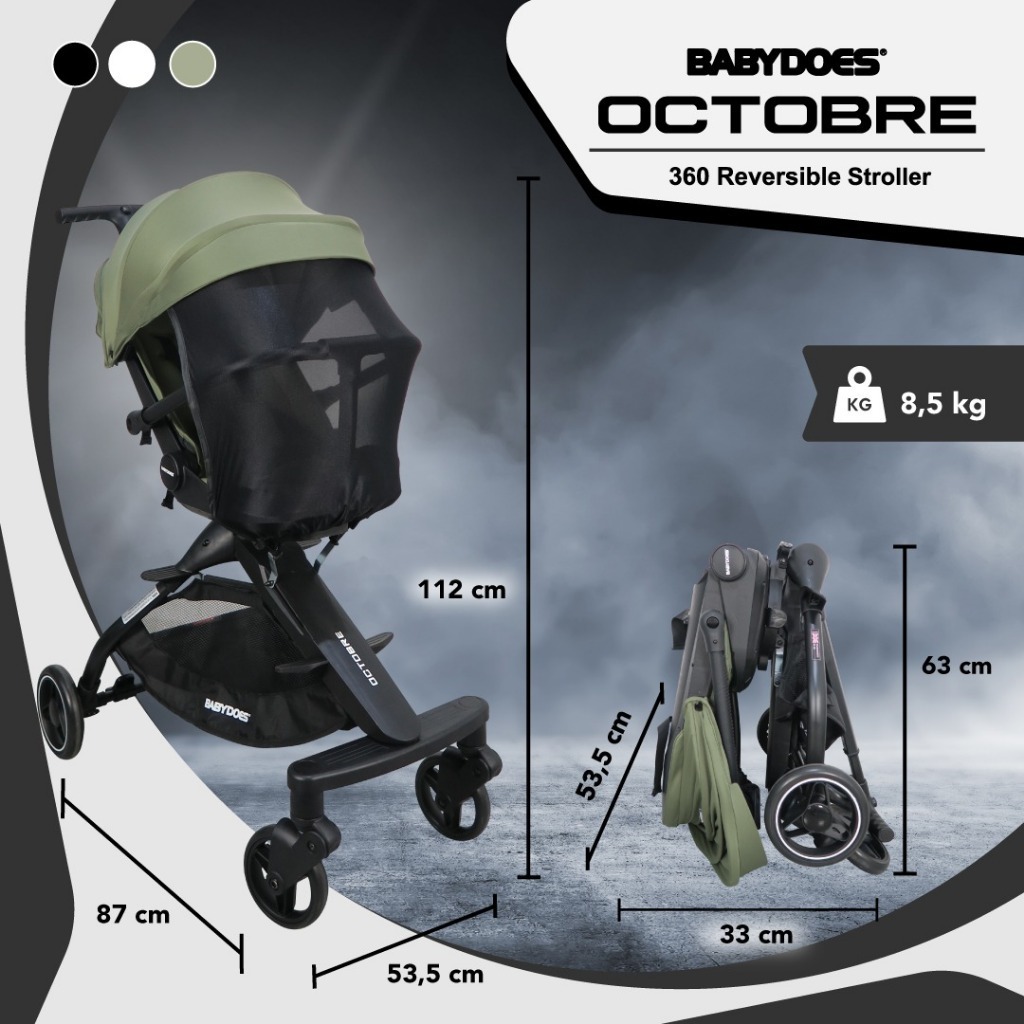 Stroller Bayi Babydoes Octobre Reversible Seat 360 Derajat Compact Portable Foto 6