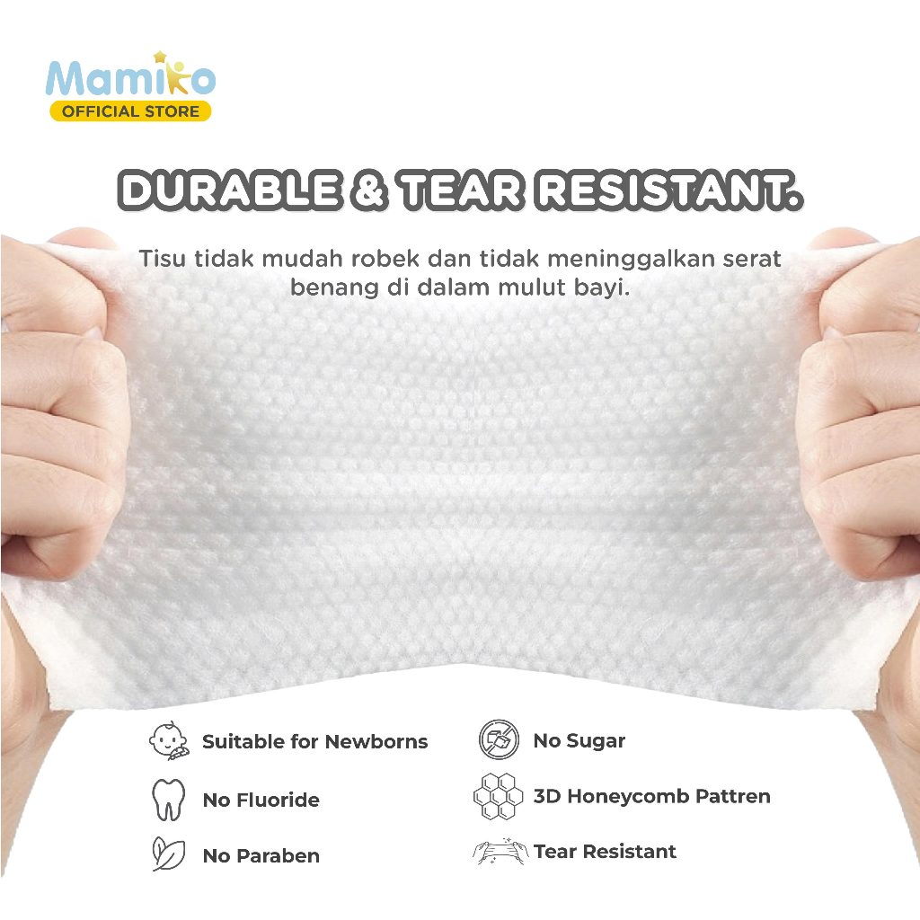 Mamiko Baby Gum & Tooth Wipes 30s Tisu Basah Pembersih Gigi Lidah Bayi Newborn Foto 4