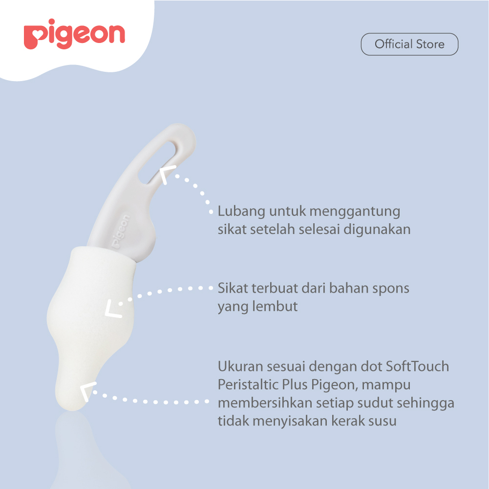 Sikat Pembersih Dot Botol Susu Pigeon Soft Touch Original 2pcs Foto 3