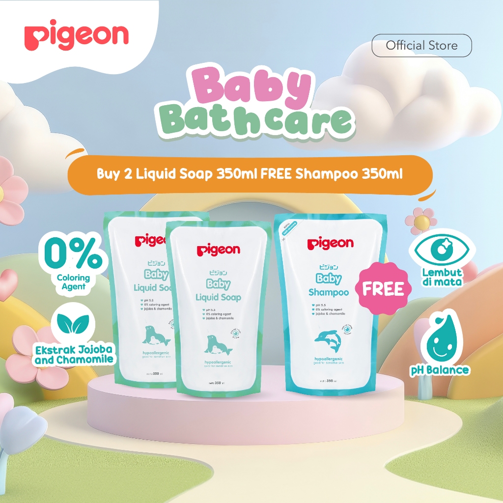 Pigeon Baby Liquid Soap 350ml Sabun Cair Bayi dengan pH 5.5 & Ekstrak Jojoba