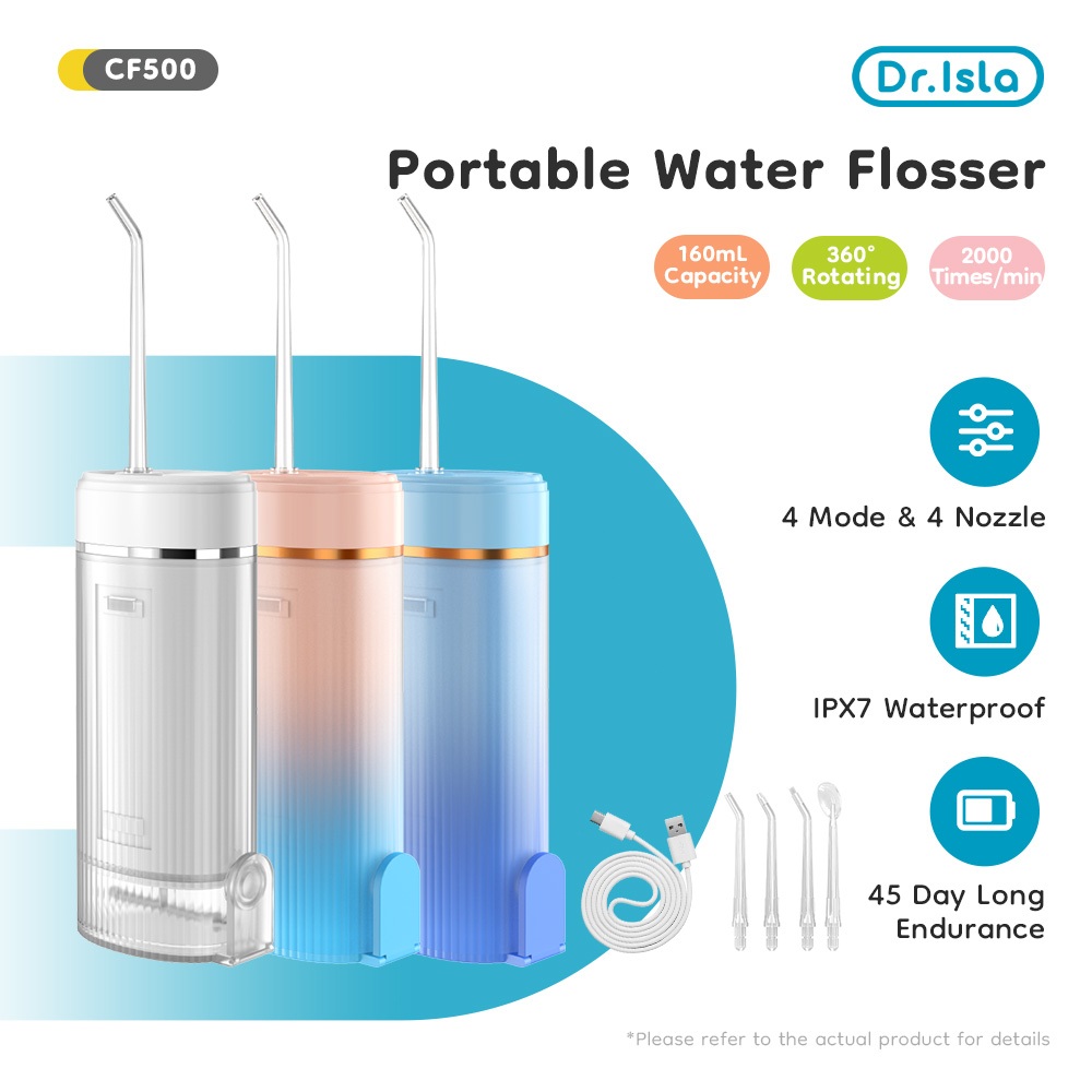 Dr.isla Water Flosser CF500 Oral Irrigator Elektrik Portable 3 Mode Pembersih Karang Gigi Foto 2