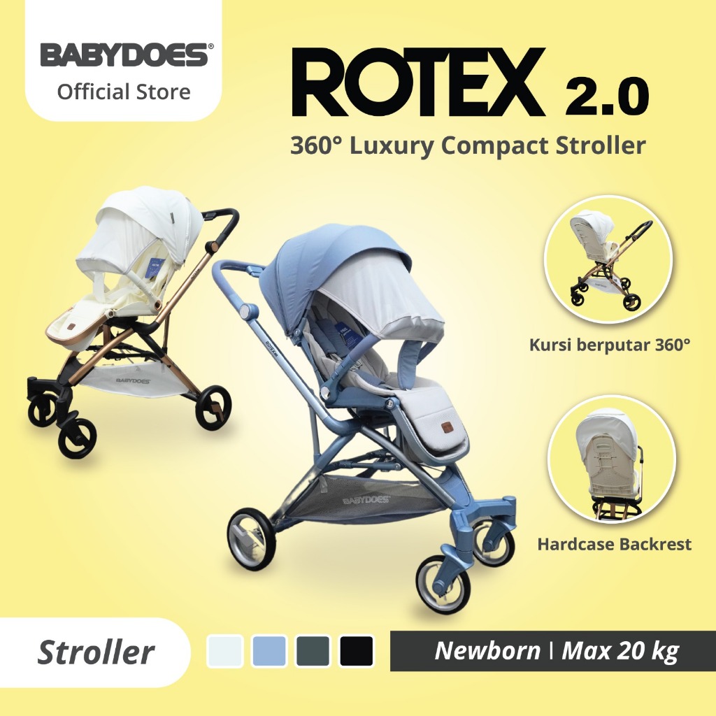 Babydoes Rotex 2.0 Stroller Reversible Kursi Putar 360 Derajat Kanopi Sunshade Foto 3
