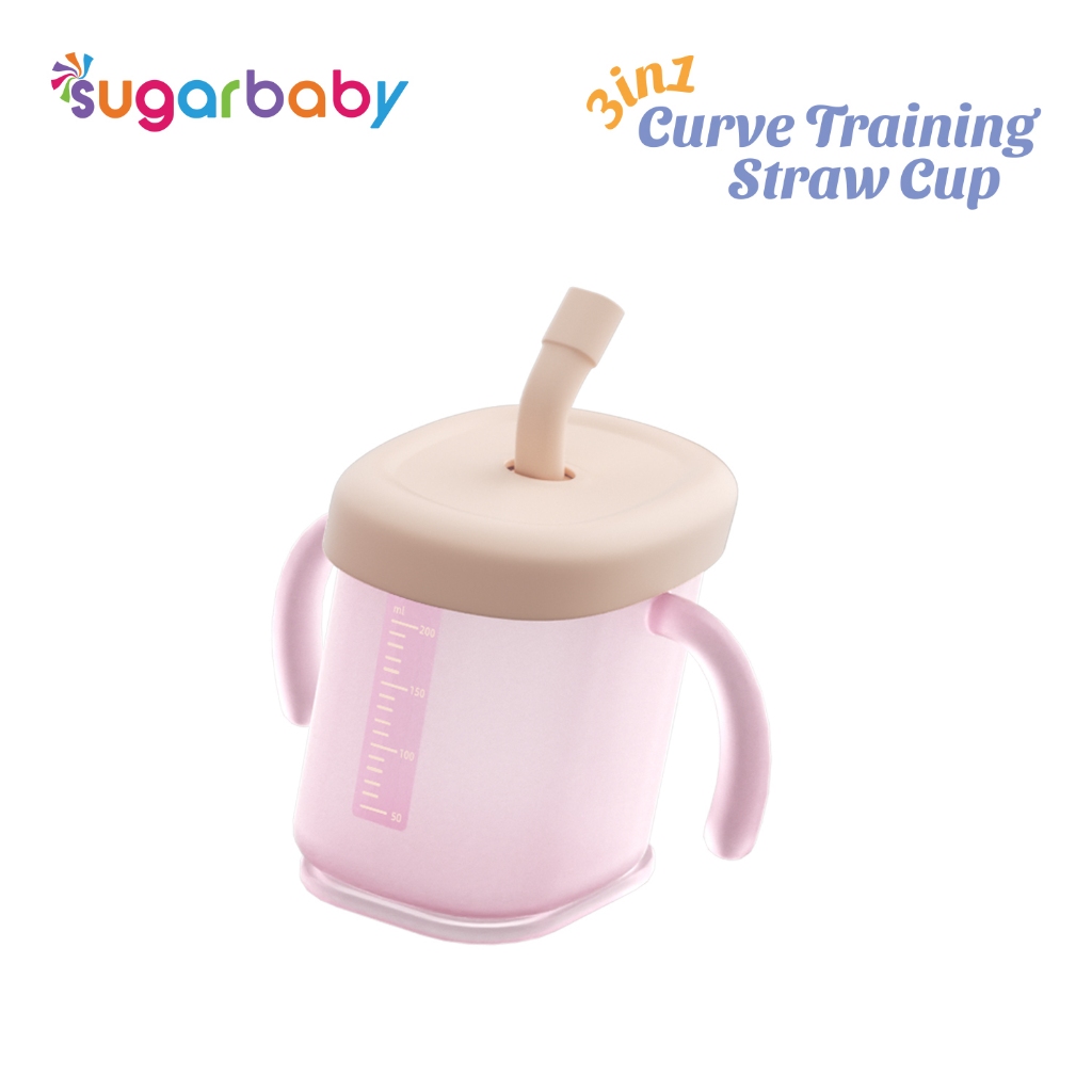 Sugarbaby 3 in 1 Curve Training Straw Cup Gelas MPASI Bayi Anti Tumpah BPA Foto 6