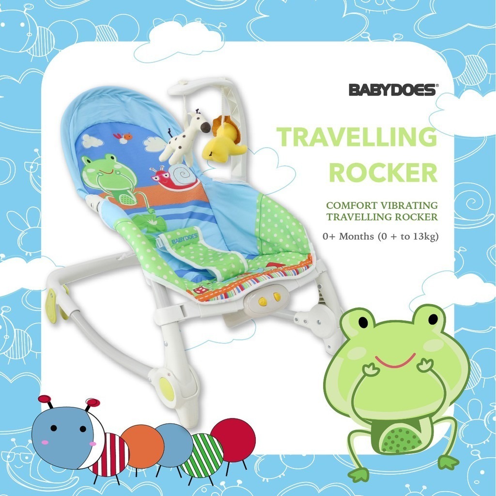 Babydoes Travelling Rocker Comfort Vibrating Bouncer Portable Bayi 0-3 Tahun Foto 3