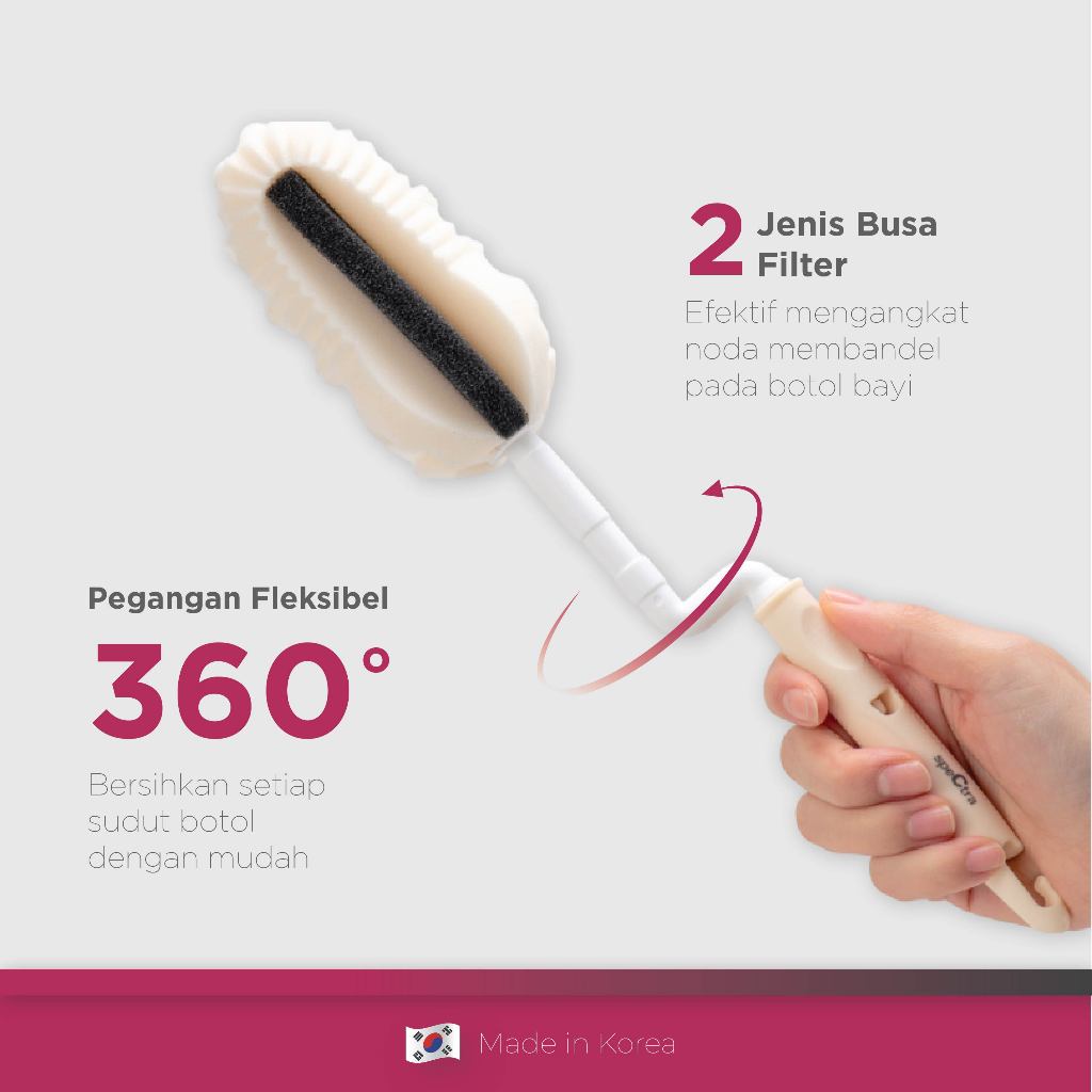 Sikat Botol Susu Spectra Brush Set 2 Pcs Pink Pembersih Dot Pompa ASI Foto 4