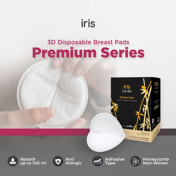 Breast Pad Iris Premium Series Disposable 60 Pcs Anti Bocor Honeycomb 3D Shape