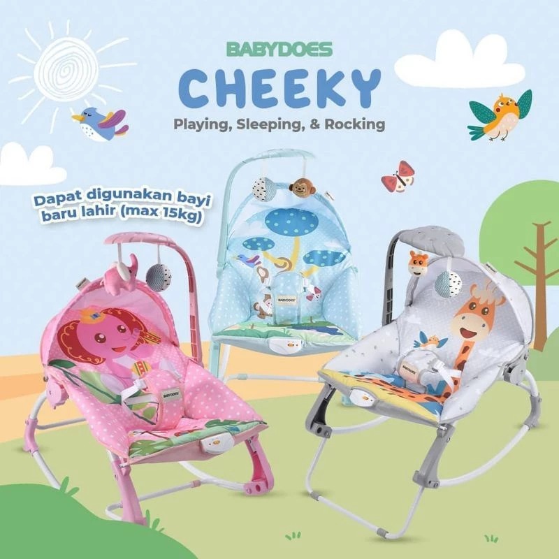 Babydoes Cheeky Baby Rocker Kursi Goyang Bayi 3 in 1 dengan Musik Getar dan Foto 2
