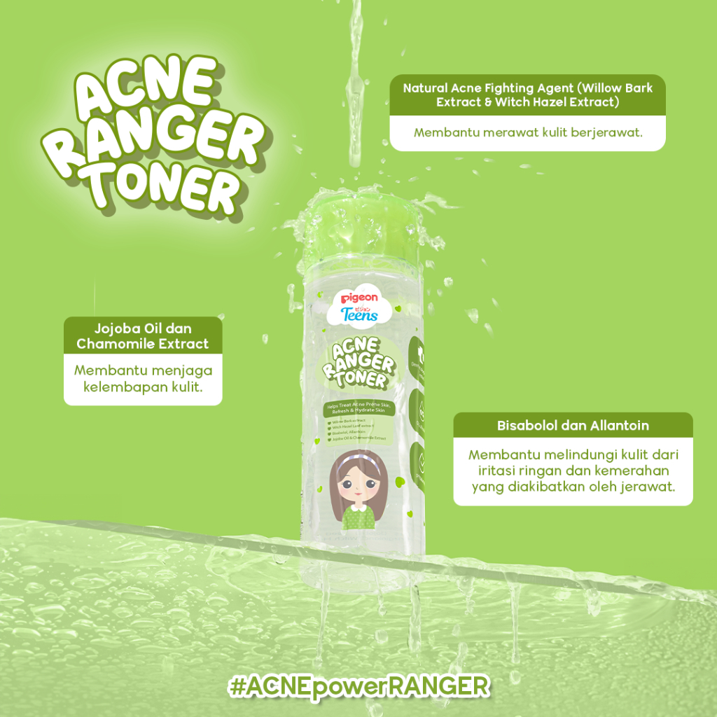 Toner Pigeon Teens Acne Ranger 100ml Anti Jerawat Alcohol Free BPOM Foto 3