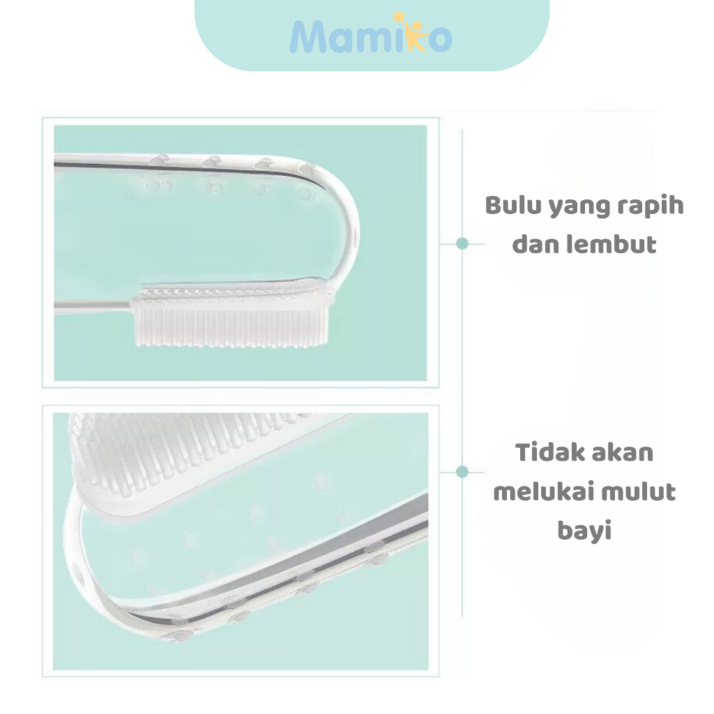 Kub Mamiko Sikat Gigi Jari Silikon Bayi 2pcs Set BPA Free untuk Usia 0-12 Foto 5