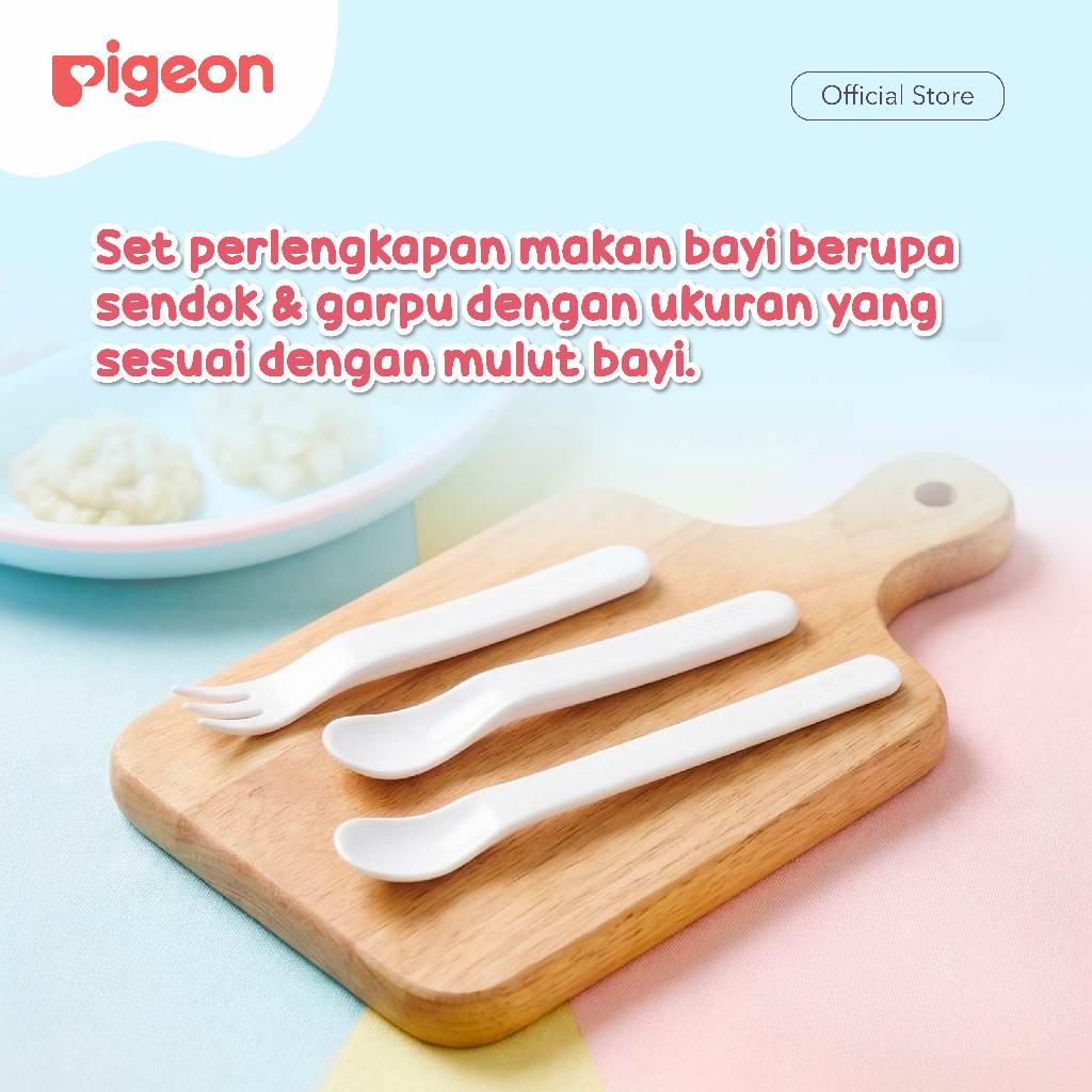 Pigeon Spoon and Fork Set Alat Makan Bayi MPASI BPA Free Food Grade 3 Foto 2