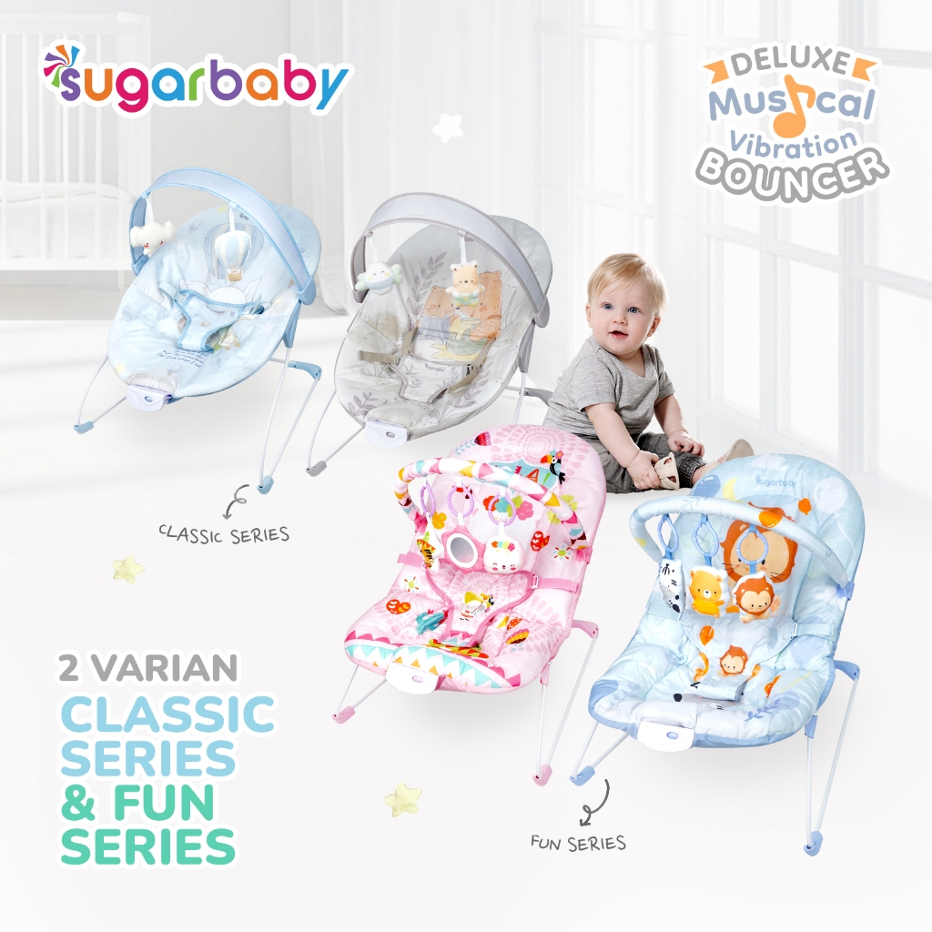 Sugar Baby Deluxe Musical Vibration Bouncer Kursi Ayunan Bayi dengan Musik & Getar Foto 2