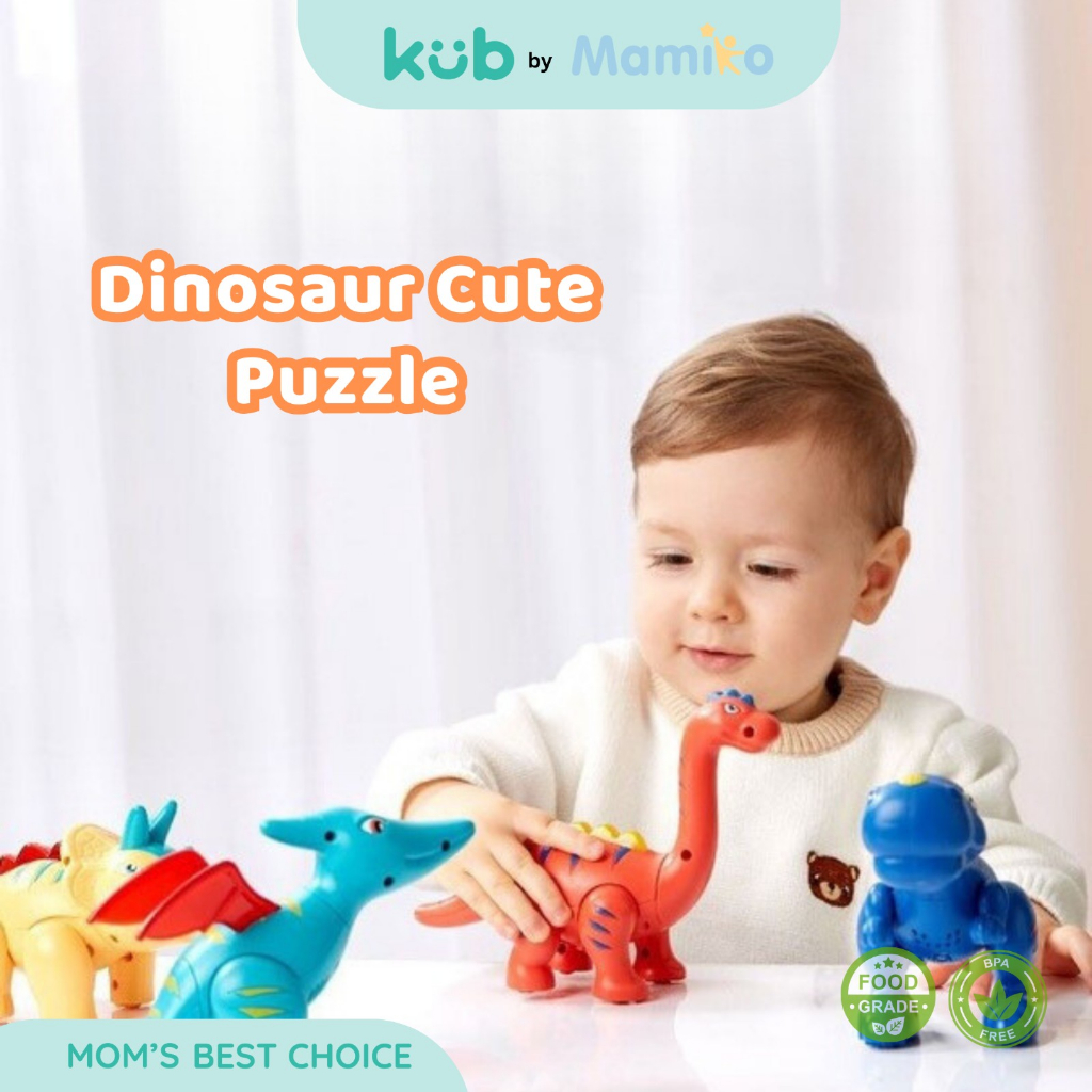 Mainan Puzzle Edukasi KUB Dinosaur Cute Feifei Milin Jack Betty Musik Bayi Anak
