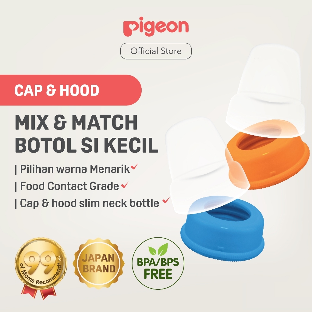 PIGEON Screw Cap & Nipple Dot Cover Slim Neck Biomass-PP Tahan Suhu 120°C