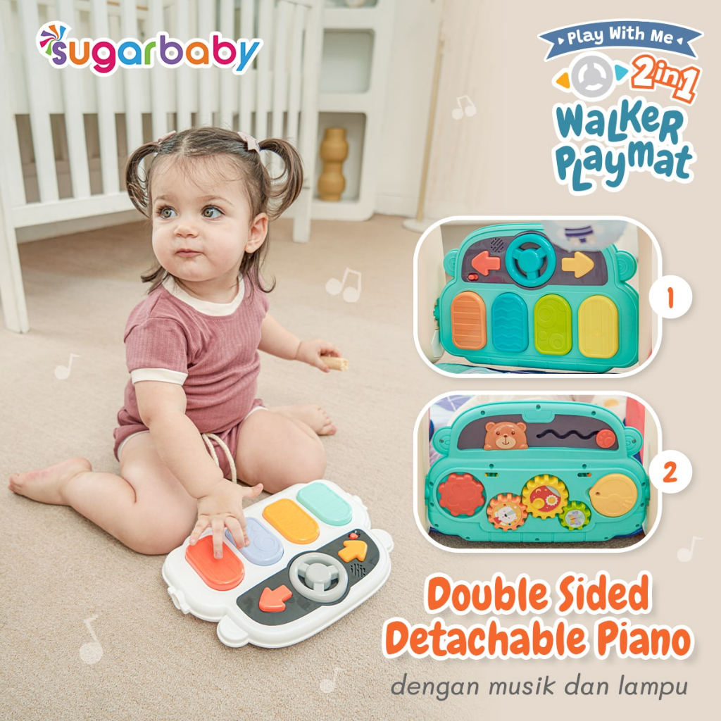 SUGAR BABY Play With Me 2in1 Baby Walker & Playmat Push Walker Piano Detachable Foto 3