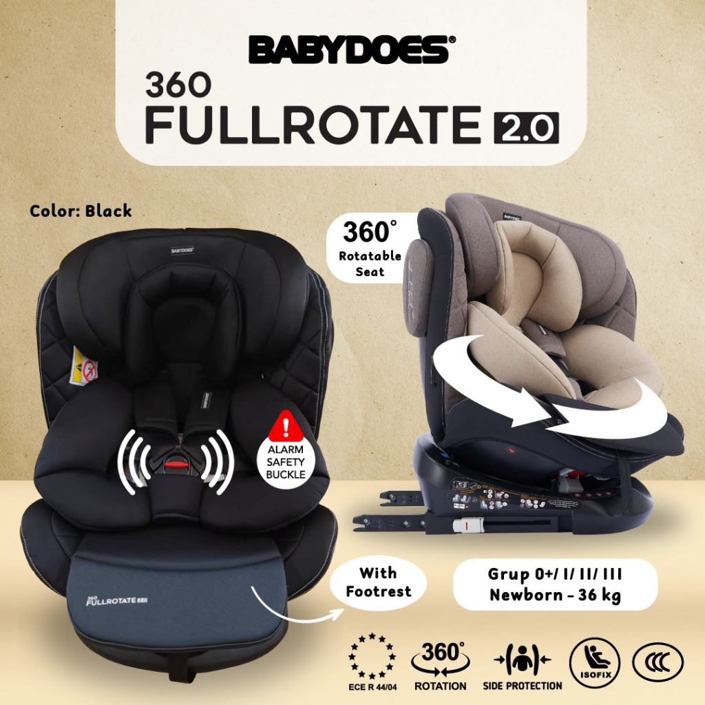Babydoes Full Rotate 2.0 Car Seat 360° ISOFIX Sertifikasi ECE R44/04 dengan Alarm Buckle Foto 5