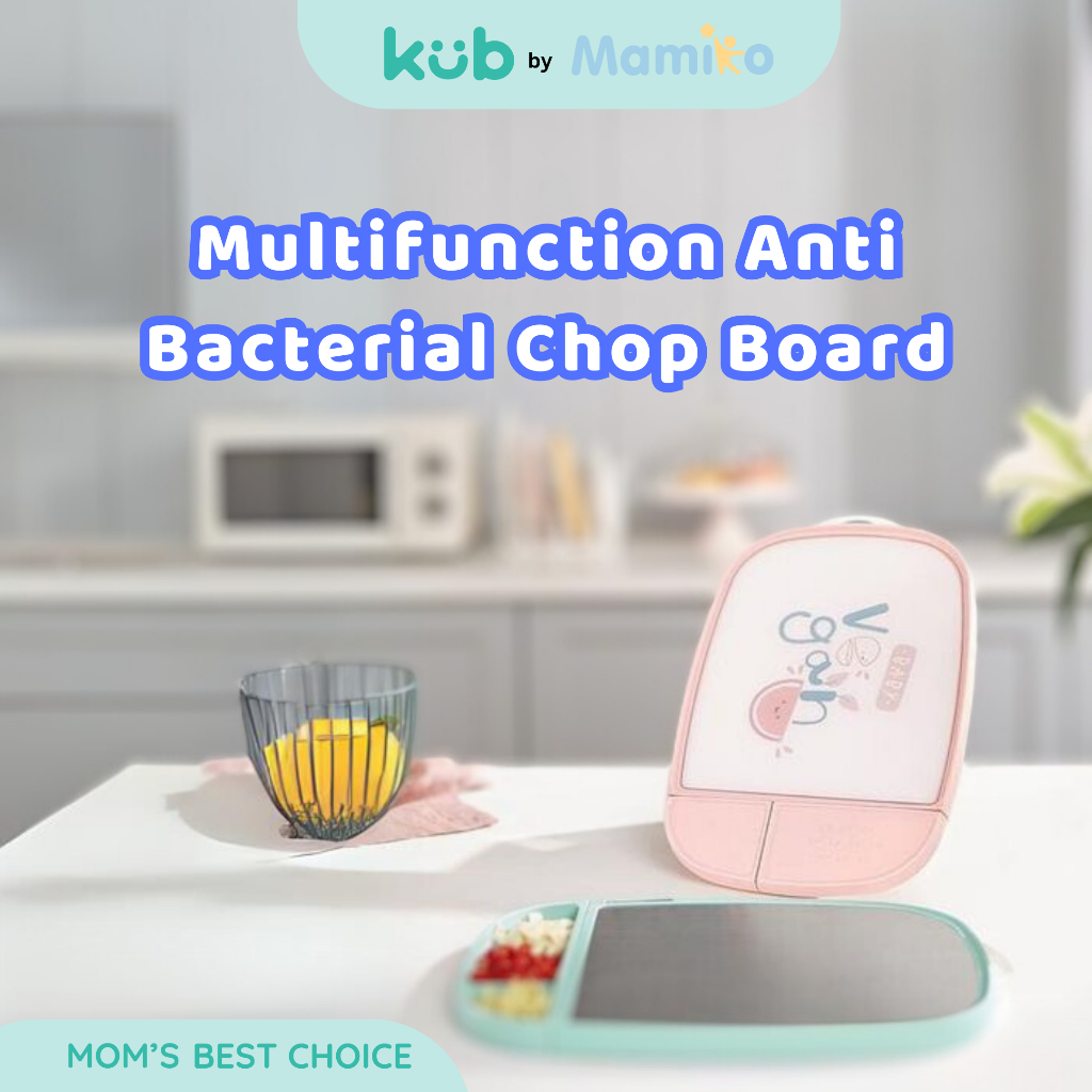 KUB Multifunction Anti Bacterial Chop Board Telenan Hijau 2 Sisi Stainless PP Foto 7