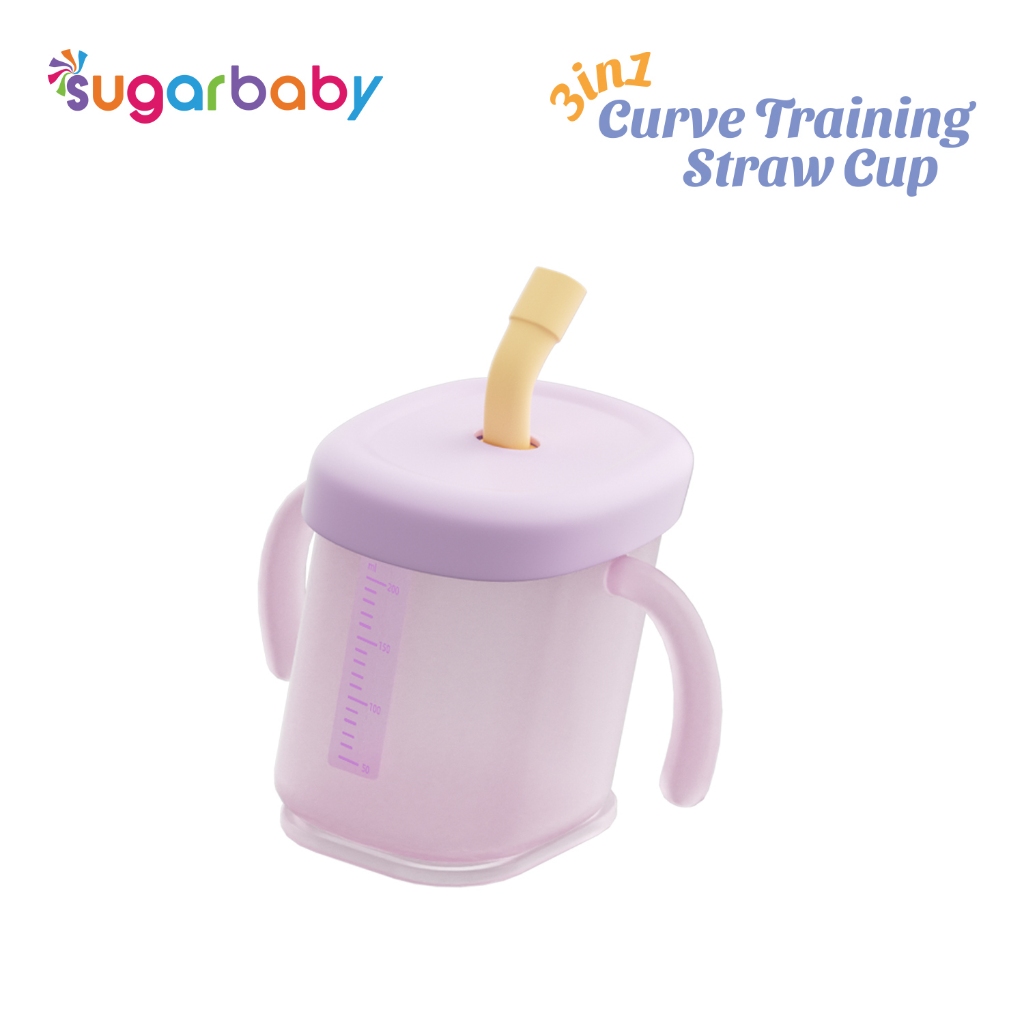 Sugarbaby 3 in 1 Curve Training Straw Cup Gelas MPASI Bayi Anti Tumpah BPA Foto 7