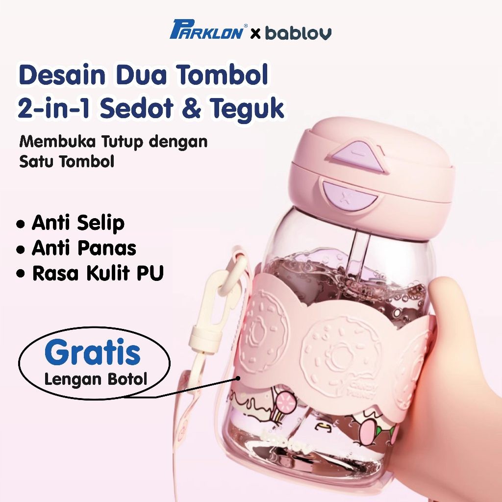 Botol Minum Anak Mamiko Bablov 2-in-1 Tritan 550ml dengan Sedotan & Tutup Teguk Foto 5