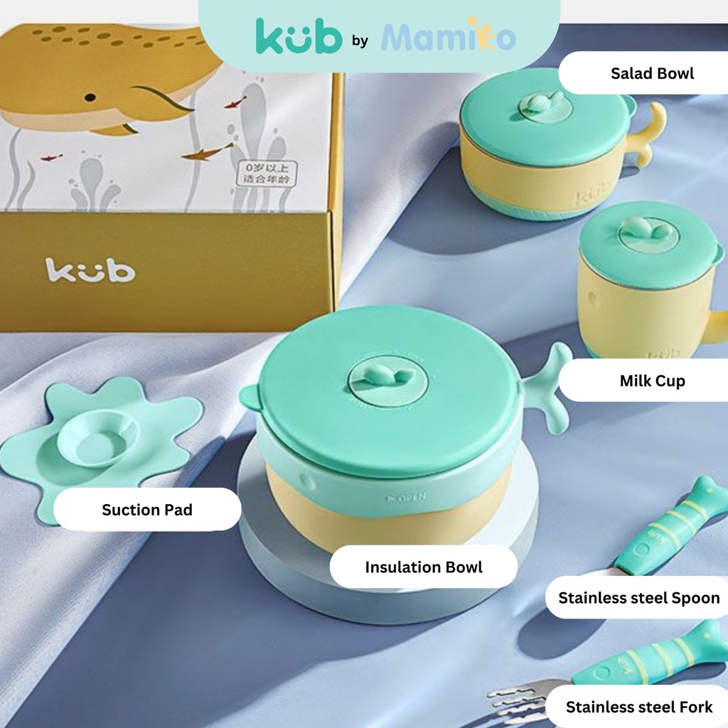 Set Peralatan Makan Anak KUB Whale Type 5pcs Stainless Steel 316L Food Grade BPA Foto 3