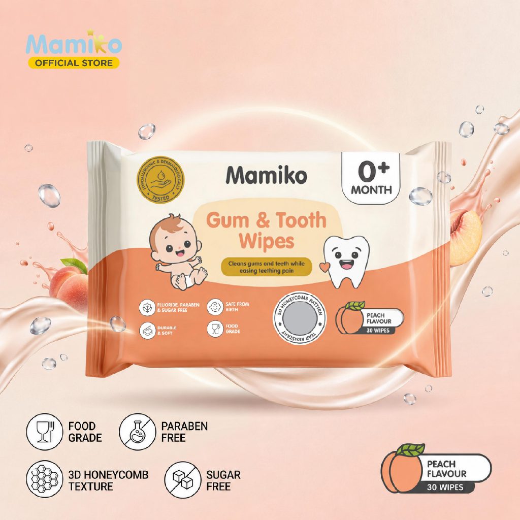 Mamiko Finger Baby Oral Wipes 20 Pcs Kain Pembersih Lidah Gigi Gusi Bayi Foto 8
