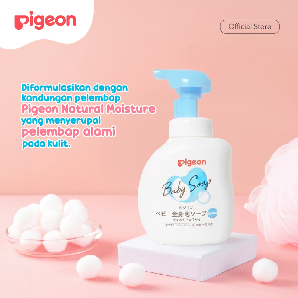 Sabun Mandi Bayi Pigeon Baby Foam Soap Mousse 500ml Pump Hypoallergenic Foto 4