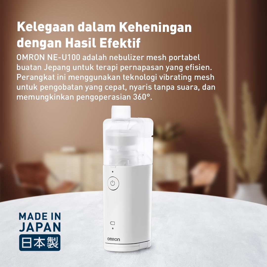 Nebulizer Mesh Omron NE-U100 Portable 360 Derajat Teknologi Titanium Vibrator Foto 8