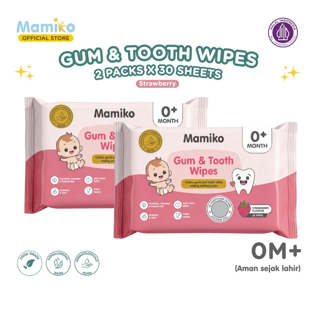 Mamiko Baby Gum & Tooth Wipes 30s Tisu Basah Pembersih Gigi Lidah Bayi Newborn Foto 8