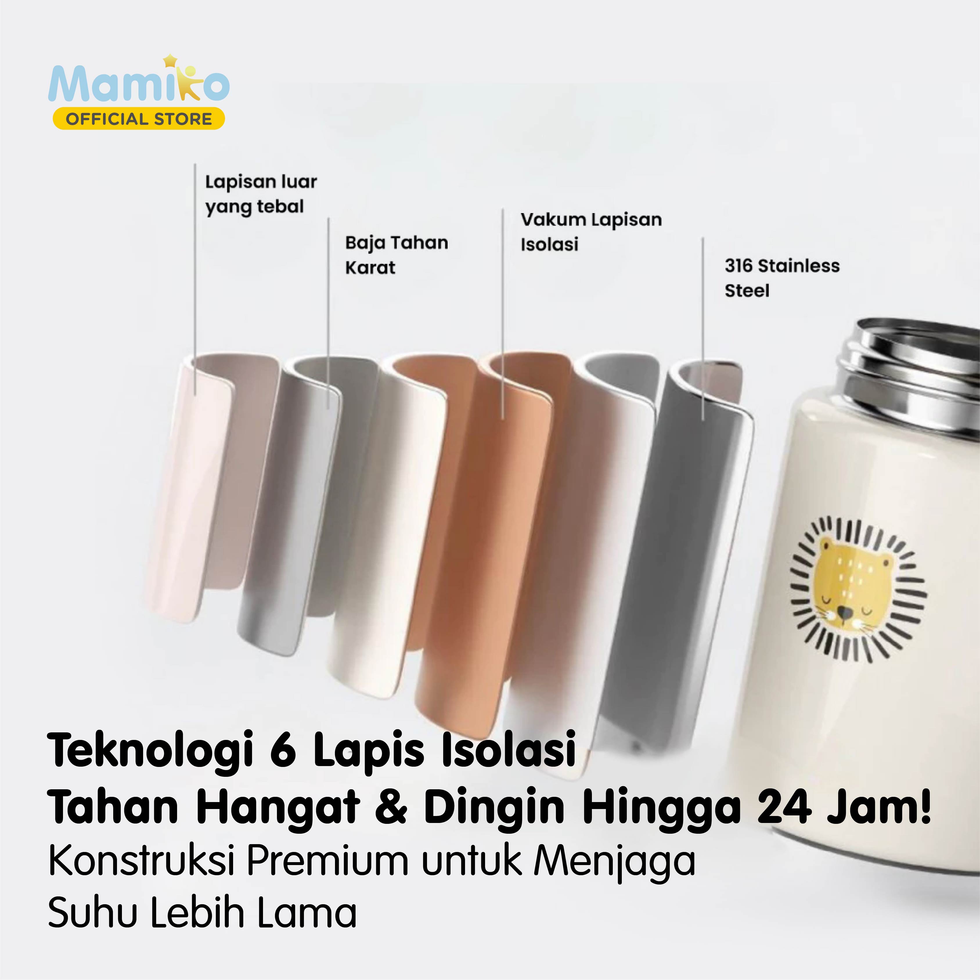 Termos Makanan Mamiko Thermal Food Jar 480ML SUS 316 Stainless Steel Tahan Panas Dingin Foto 7