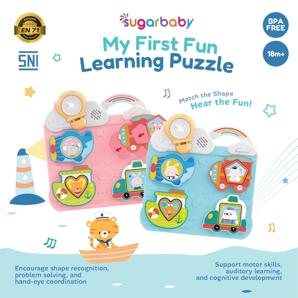 Sugarbaby My First Learning Puzzle Mainan Edukasi Interaktif Bayi 1-3 Tahun dengan Efek Suara