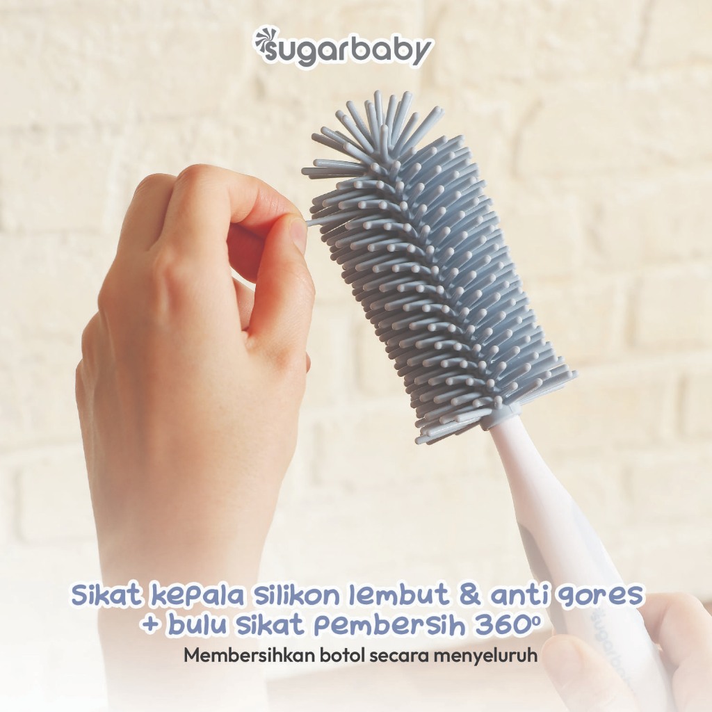 Sugarbaby Standing Silicone Bottle Brush 2in1 + Nipple Brush BPA Free Pembersih Botol Bayi Foto 3