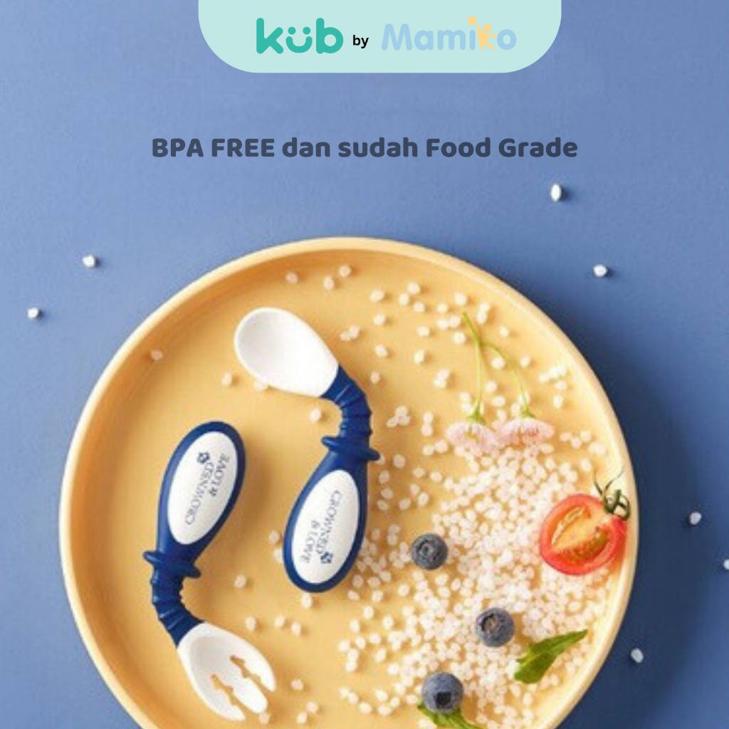 Sendok Garpu Bayi KUB x CL Silikon Fleksibel 3 Warna MPASI Bendable Spoon Foto 5