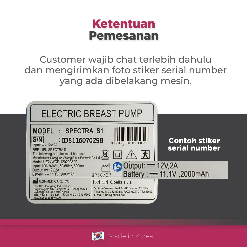 Adaptor Charger 5V 1.2A Spectra Model UE08WCP untuk Pompa ASI Tipe 9S Foto 2