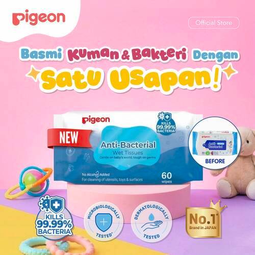 Pigeon Anti-bacterial Wet Tissue Tisu Basah Bayi Tanpa Aroma Paket Hemat