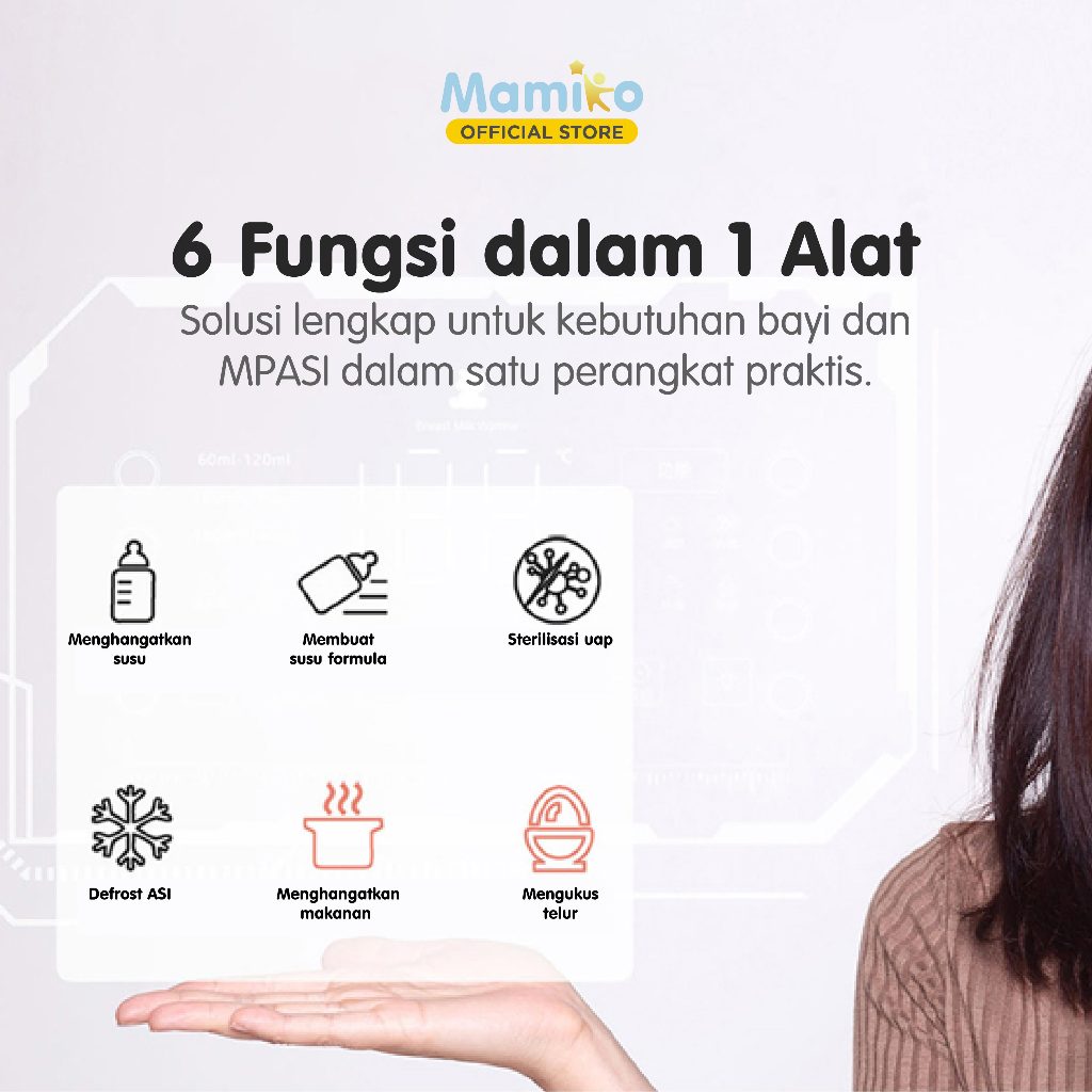 Mamiko Milk Warmer Multifungsi 6-in-1 Pemanas ASI & Sterilisasi Uap Double Bottle Foto 2