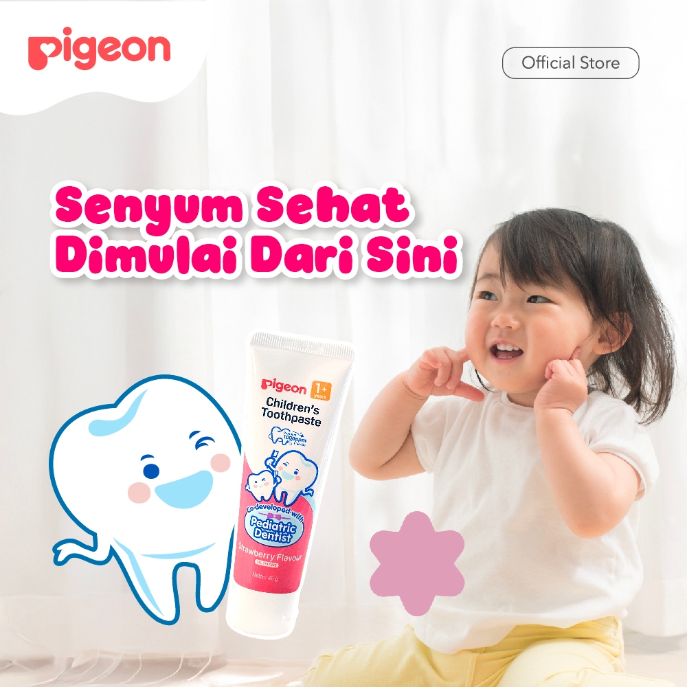Pigeon Children's Toothpaste Pasta Gigi Anak Fluoride 1000 ppm Rasa Strawberry 45g Foto 5