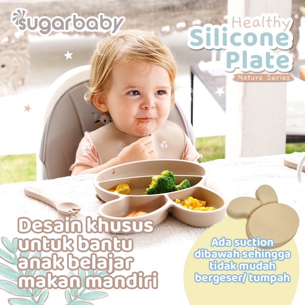 Piring Silikon Bayi Sugarbaby Healthy Silicone Plate Nature Series Food Grade FDA Foto 5