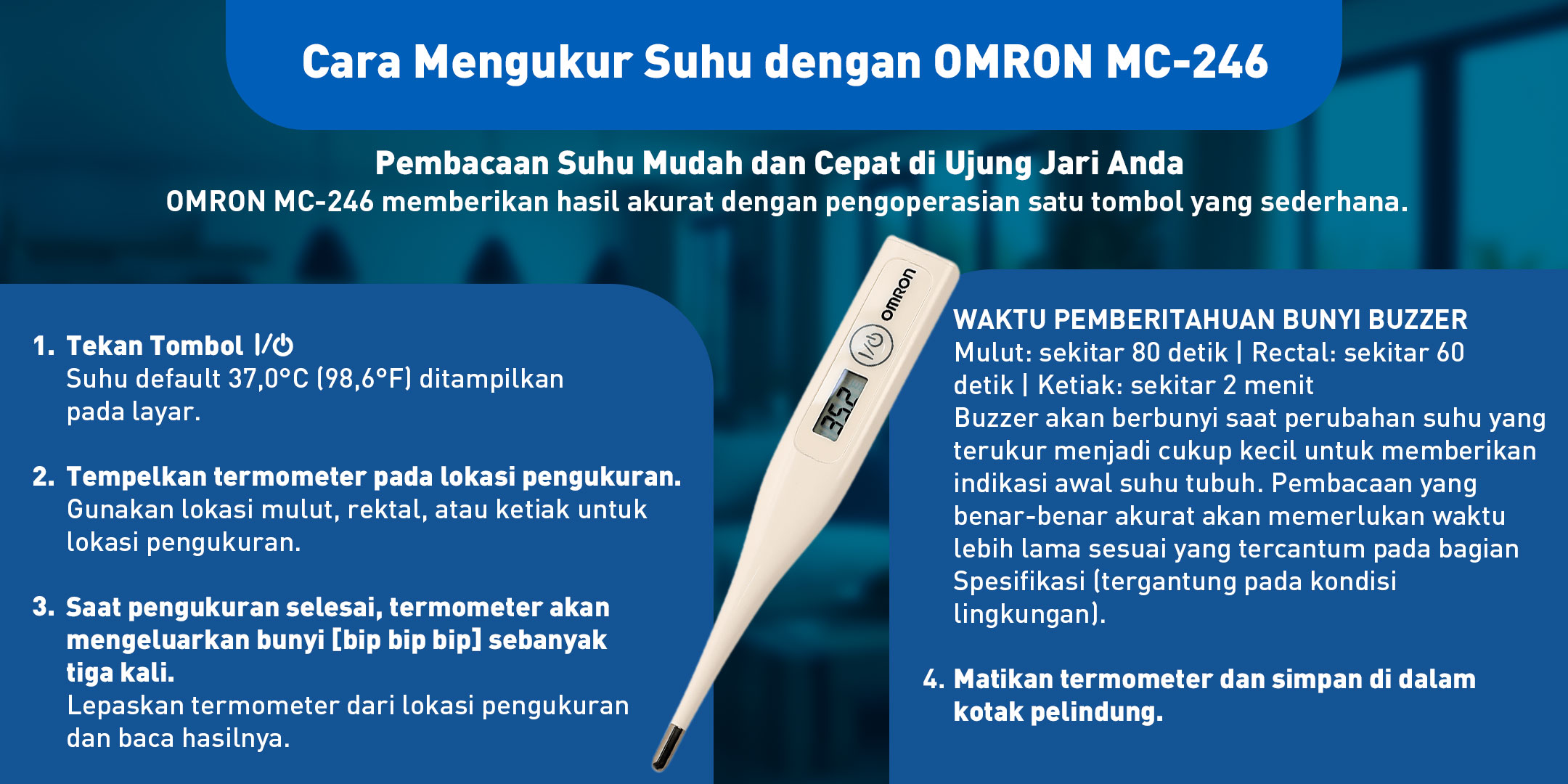 Termometer Digital Omron MC-246 Tahan Air Pengukur Suhu Oral Rektal Ketiak Foto 8