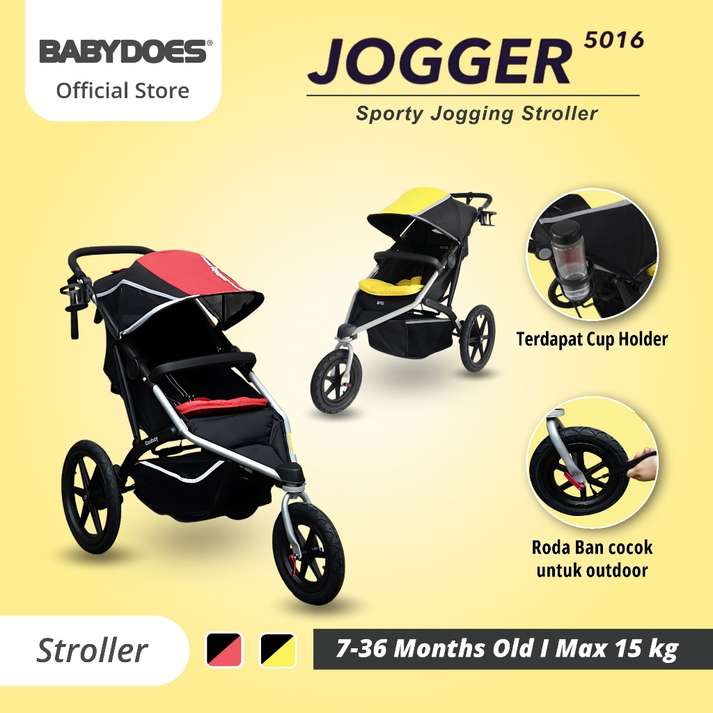 Stroller Babydoes Jogger 5016 3 Roda Untuk Jogging Shockbreaker Portable Foto 2