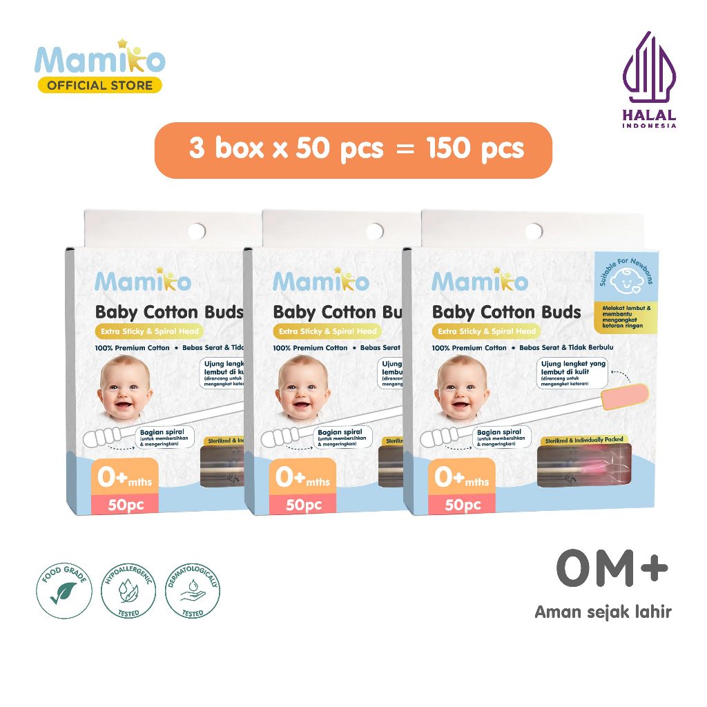 Mamiko Baby Cotton Buds 2in1 Spiral Head & Sticky Tip - Cotton Bud Bayi Foto 8