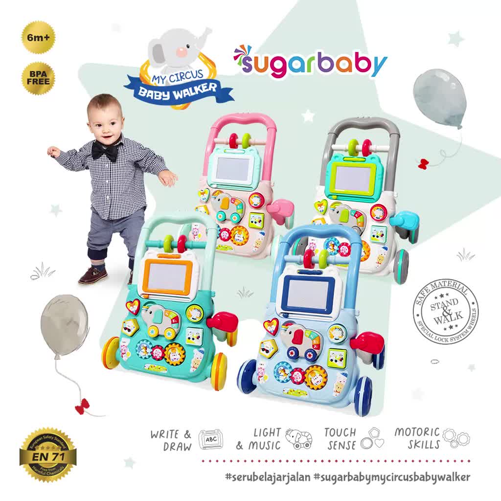 Sugar Baby My Circus Baby Walker CIRWALKER Alat Bantu Jalan Edukasi Panel Aktivitas Piano
