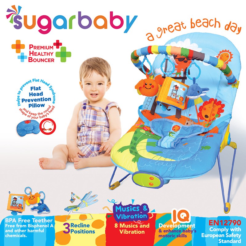 Baby Bouncer Sugar Baby Premium 3in1 dengan 8 Musik Getaran Bantal Anti Peyang BPA Foto 2