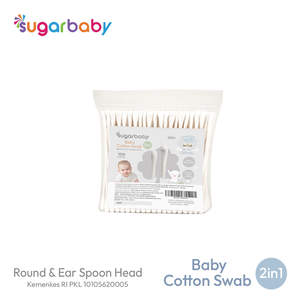 Sugarbaby Cotton Swab 2in1 Baby Cotton Bud 100% Kapas Alami 3 Varian Head Foto 8