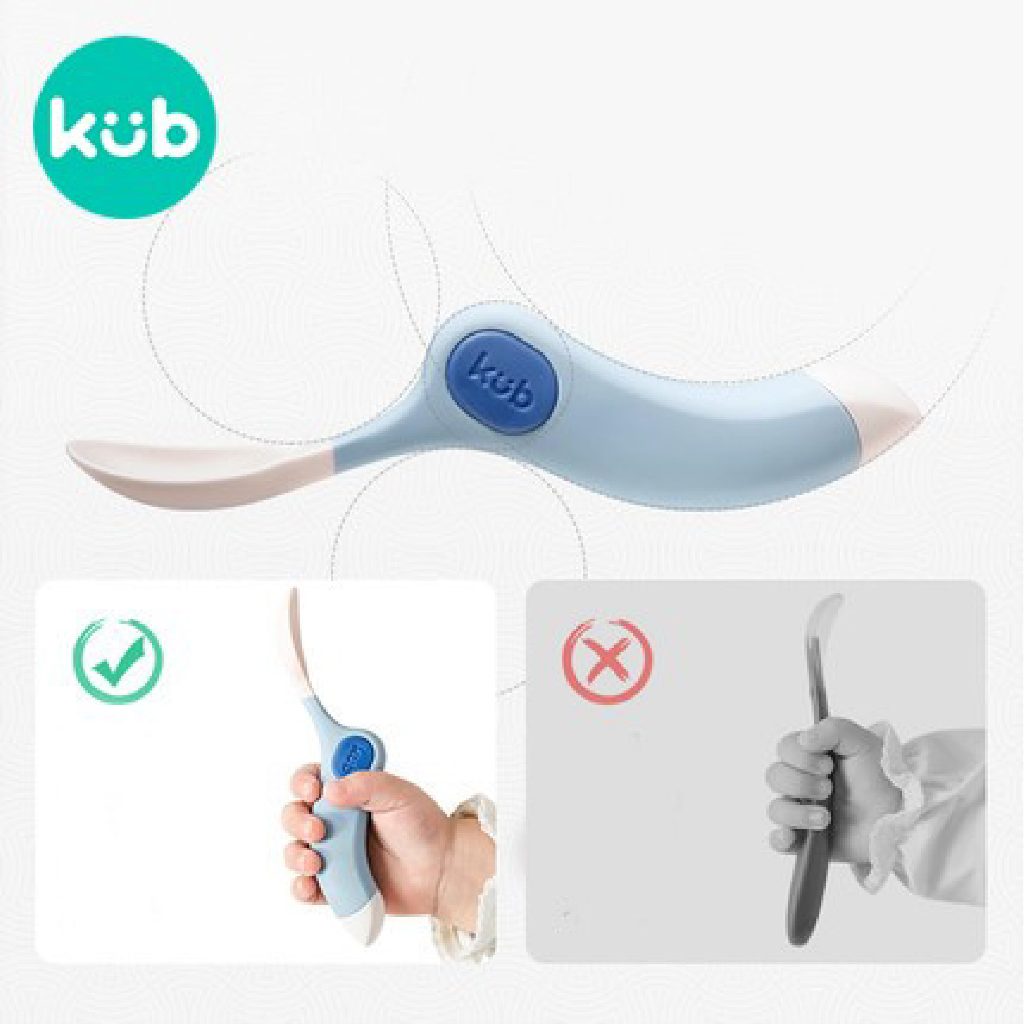 Sendok Garpu Bayi Mamiko KUB Working Curved Spoon Fleksibel Silikon MPASI Foto 4