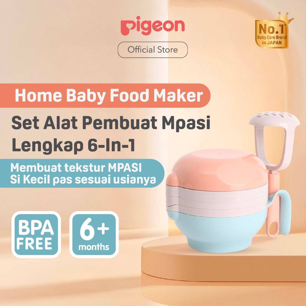 PIGEON Home Baby Food Maker 6 in 1 Multifungsi Alat MPASI Manual Anti Slip