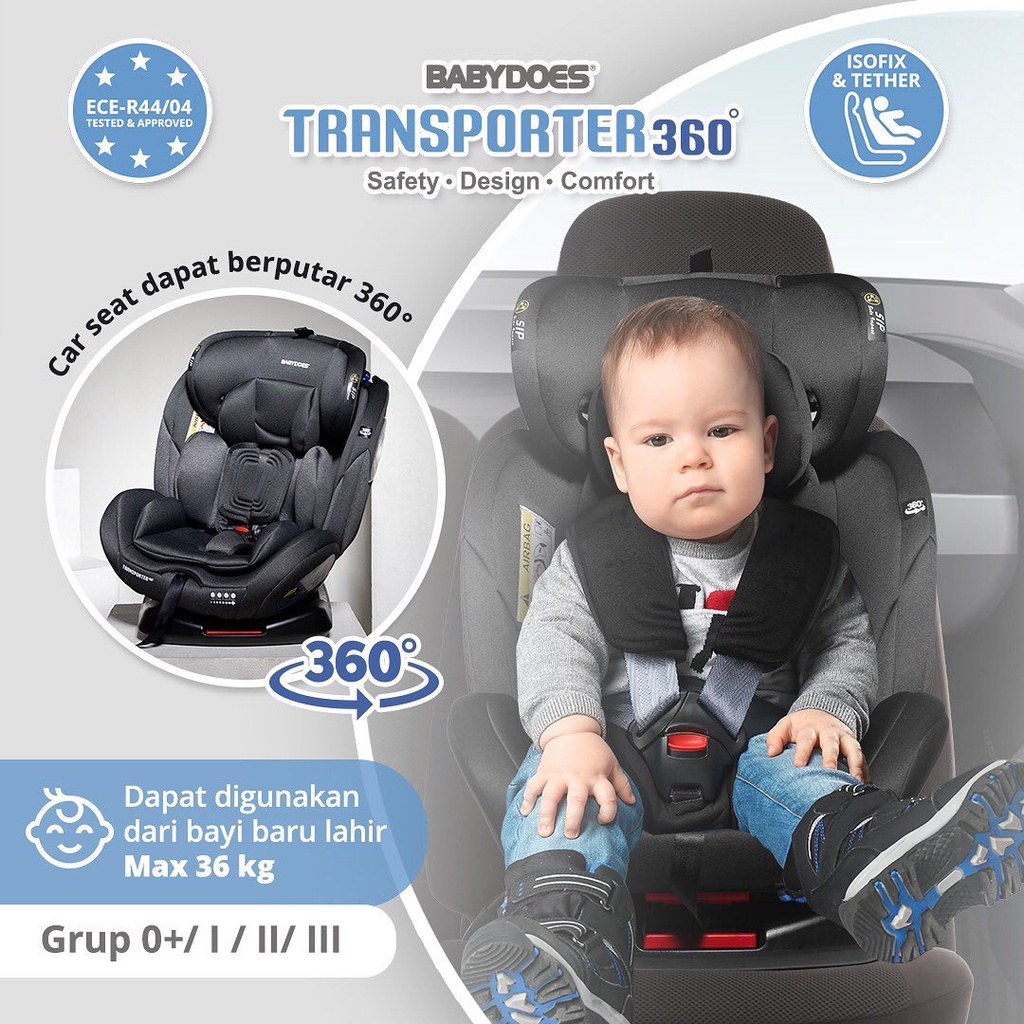 Babydoes Transporter Car Seat 360° untuk Bayi Newborn hingga 36 Kg dengan ISOFIX Foto 3